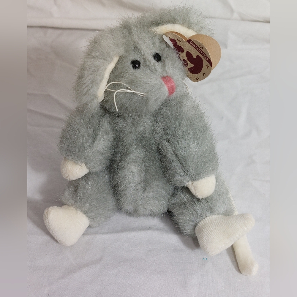 Vintage 1993 Retired TY Attic Treasures SQUEAKY Gray Mouse Articulated Plush Toy